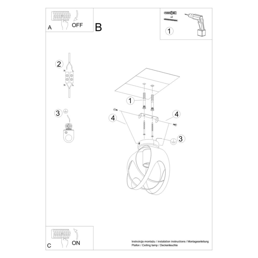 Hanglamp voor Oppervlak Montage TULOS 1xE27/60W/230V wit