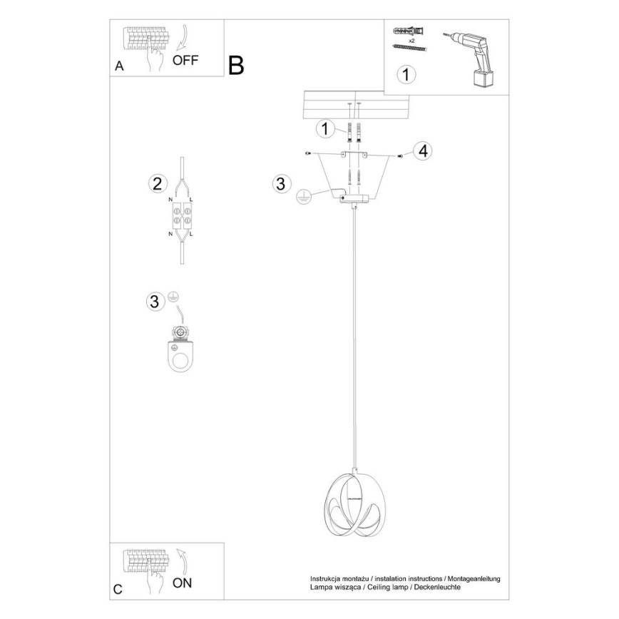 Suspension filaire TULOS 1xE27/60W/230V blanc