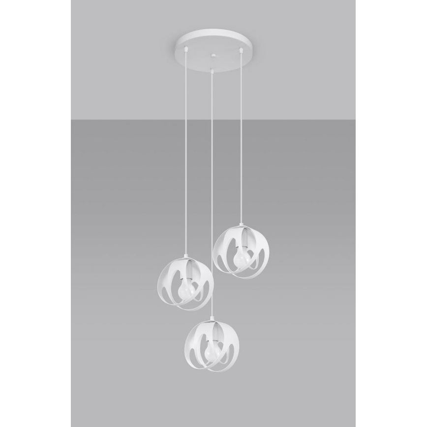 Suspension filaire TULOS 3xE27/60W/230V blanc