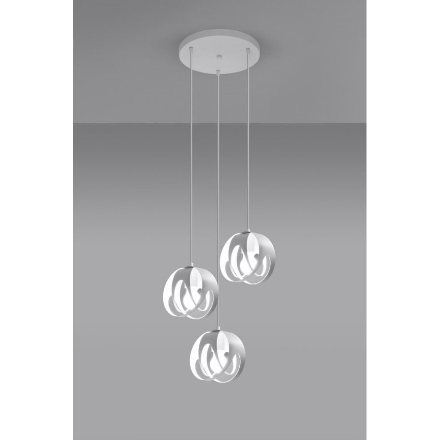Suspension filaire TULOS 3xE27/60W/230V blanc