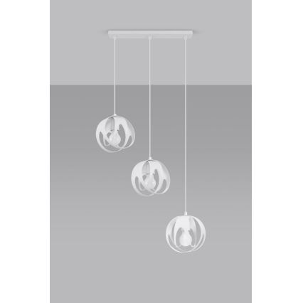Suspension filaire TULOS 3xE27/60W/230V blanc