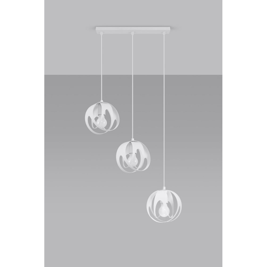 Suspension filaire TULOS 3xE27/60W/230V blanc