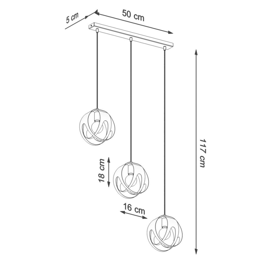 Suspension filaire TULOS 3xE27/60W/230V blanc