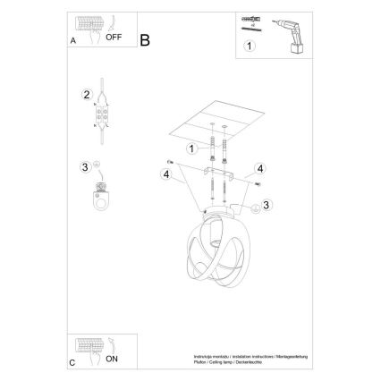 Hanglamp voor Oppervlak Montage TULOS 1xE27/60W/230V zwart