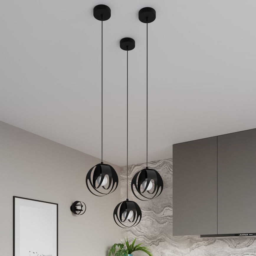 Suspension filaire TULOS 1xE27/60W/230V noir