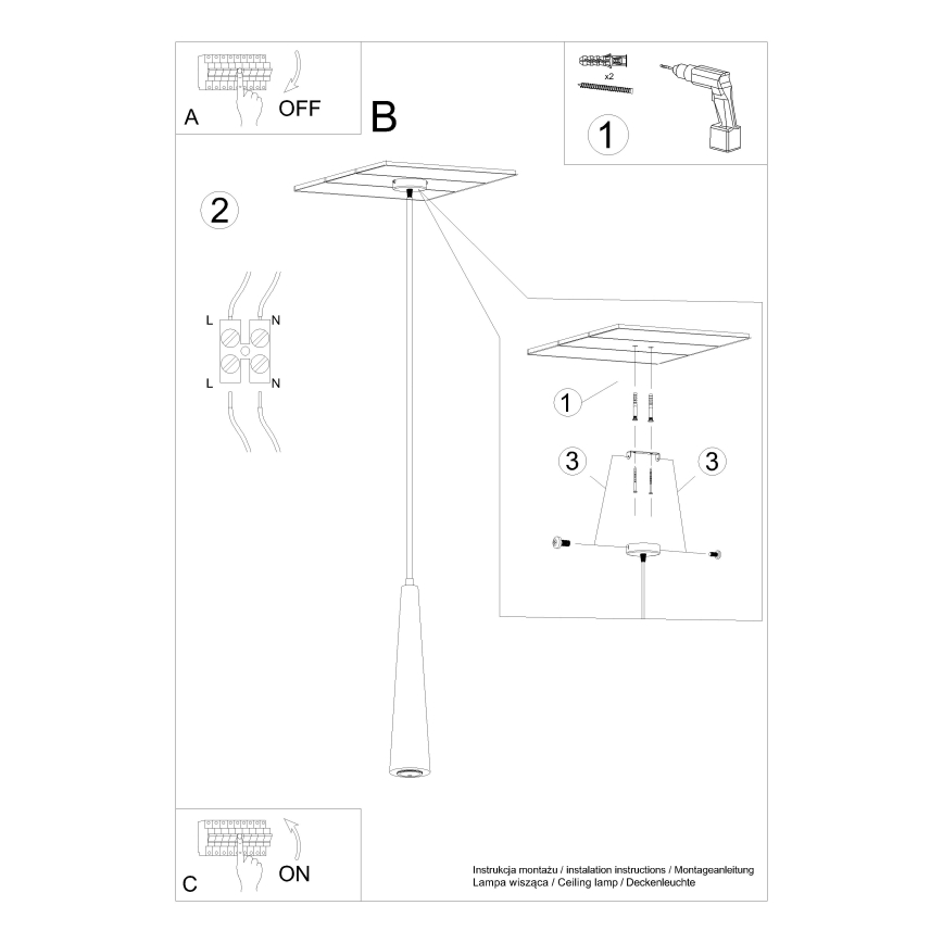 Hanglamp met kabel SULA 1xGU10/10W/230V, Ø 8 cm, beige