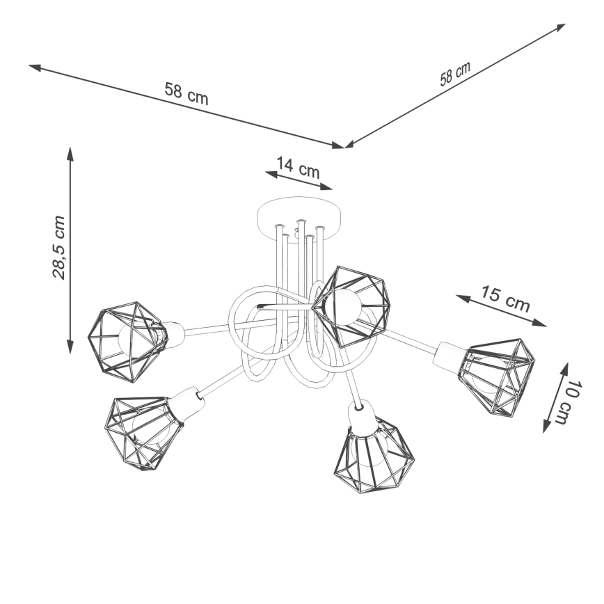 Hanglamp  ARTEMIS 5xE14/40W/230V zwart