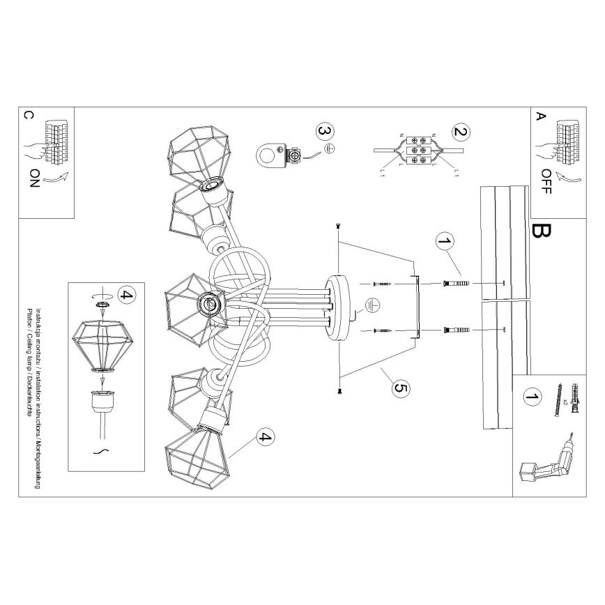 Hanglamp  ARTEMIS 5xE14/40W/230V zwart