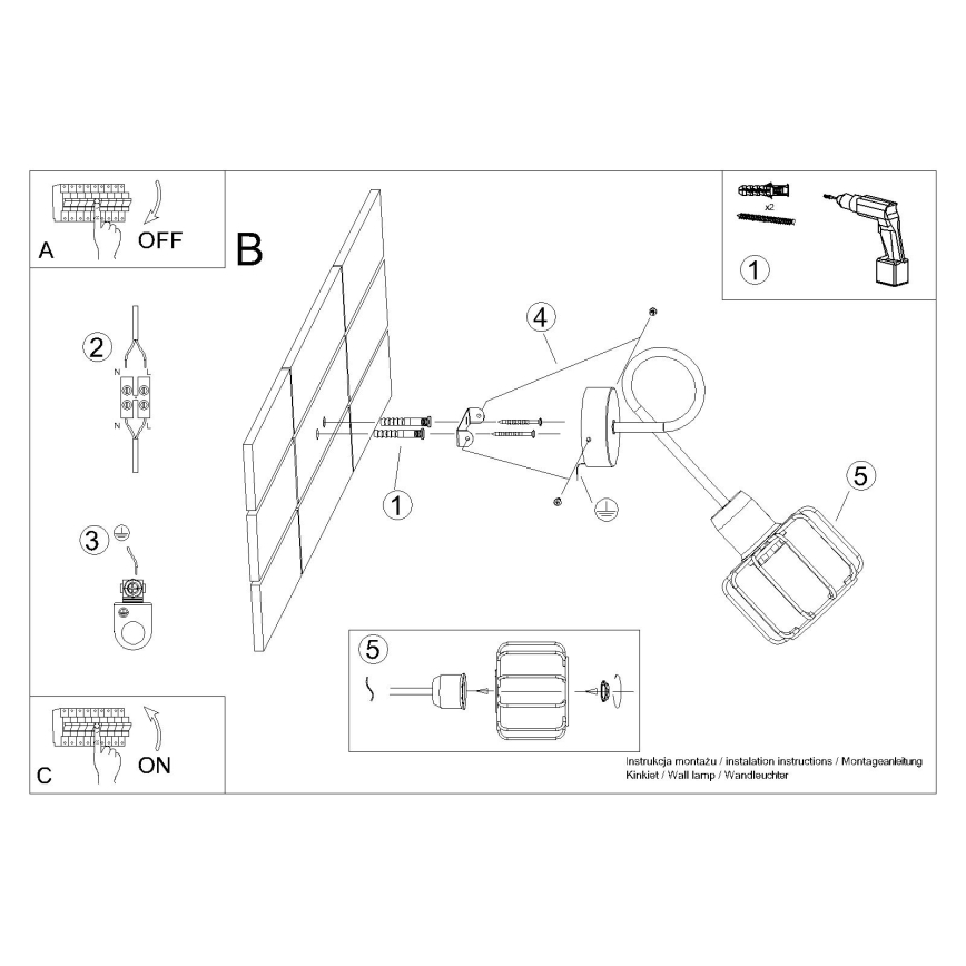 Wandlamp BELUCI 1xE14/40W/230V zwart