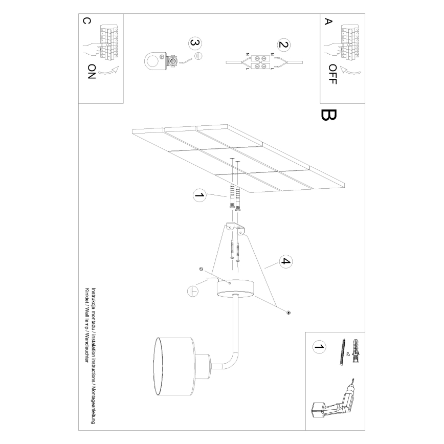 Wandlamp SAVAR 1xE27/60W/230V zwart