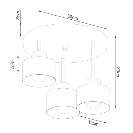 Hanglamp  SAVAR 3xE27/60W/230V zwart