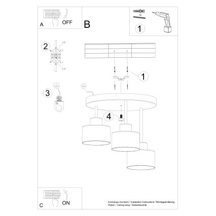Hanglamp  SAVAR 3xE27/60W/230V zwart