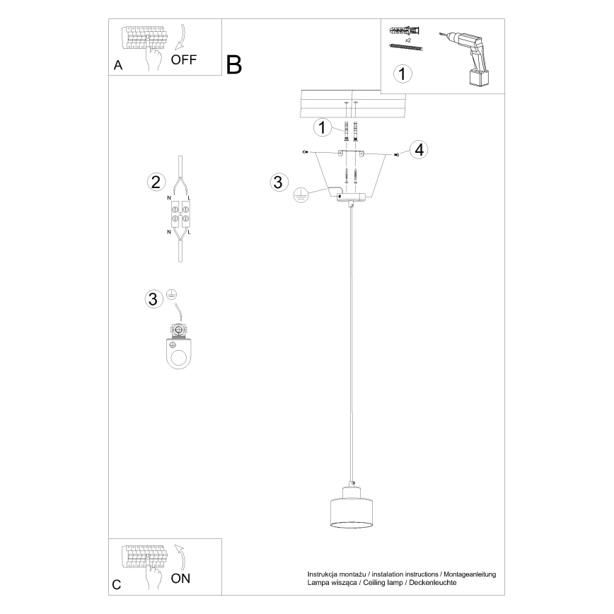Hanglamp aan een koord SAVAR 1xE27/60W/230V zwart