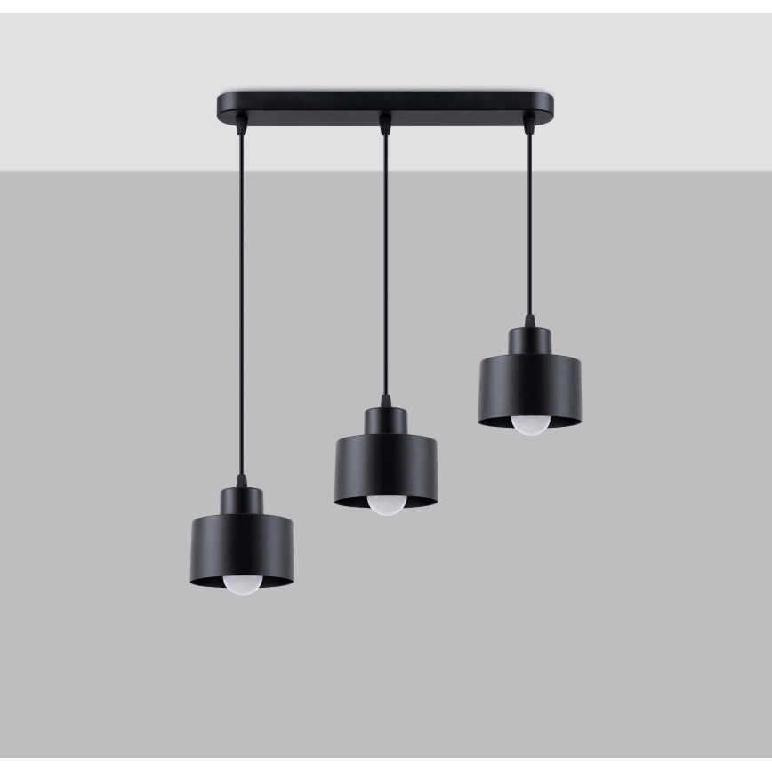 Hanglamp aan kabel SAVAR 3xE27/60W/230V zwart