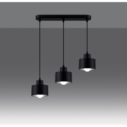 Hanglamp aan kabel SAVAR 3xE27/60W/230V zwart