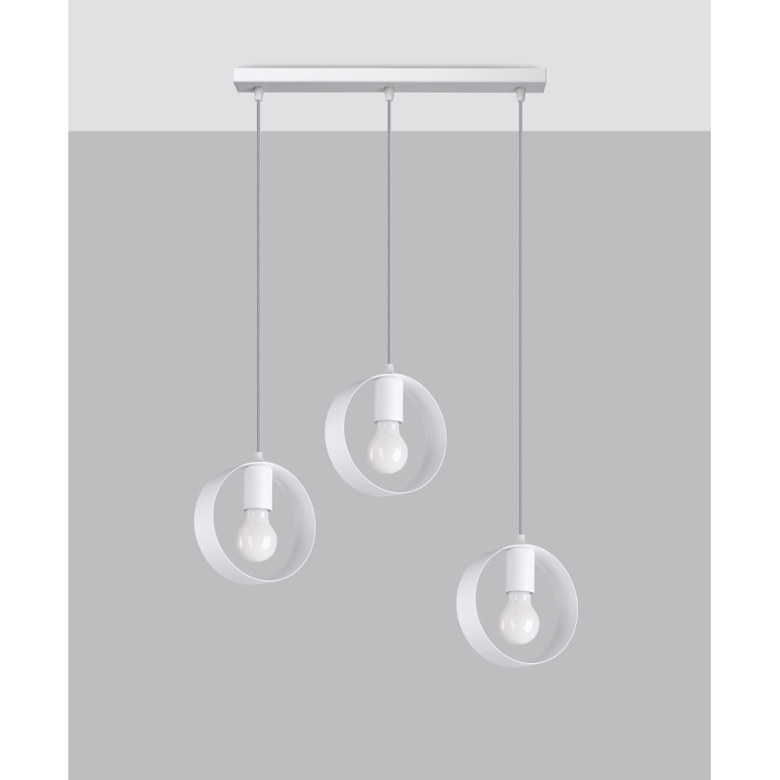 Hanglamp aan een koord TITRAN 3xE27/60W/230V wit