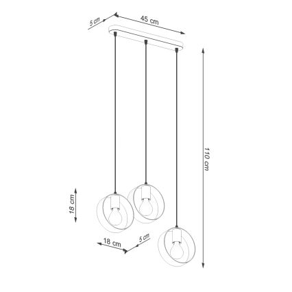 Hanglamp aan een koord TITRAN 3xE27/60W/230V wit