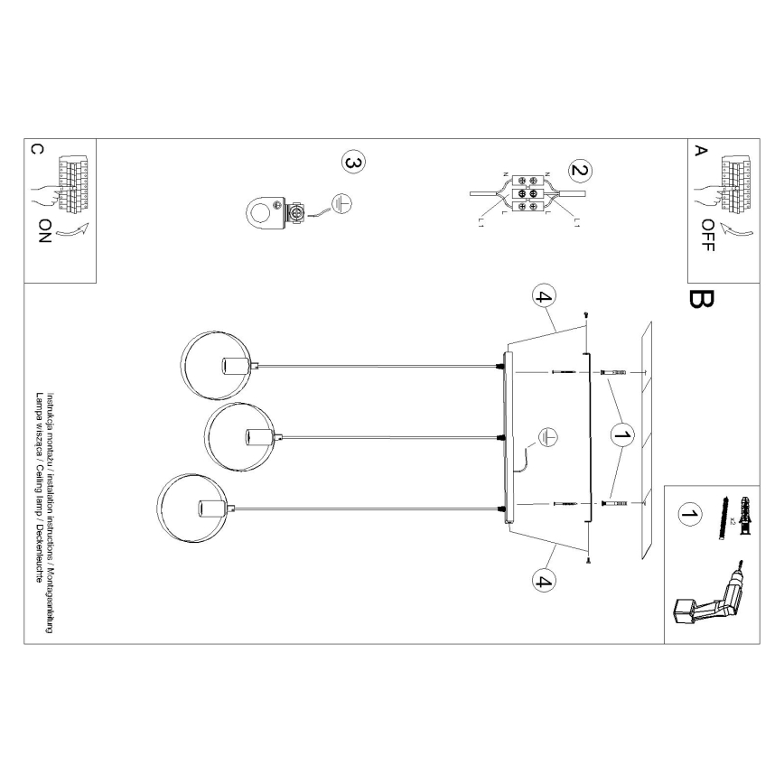 Hanglamp aan een koord TITRAN 3xE27/60W/230V wit