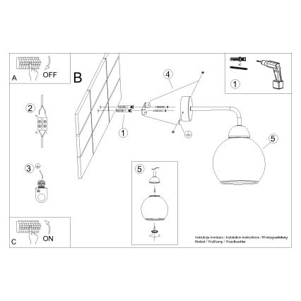 Applique murale ALINO 1xE27/60W/230V noir