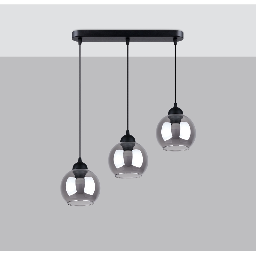 Hanglamp aan een koord ALINO 3xE27/60W/230V zwart