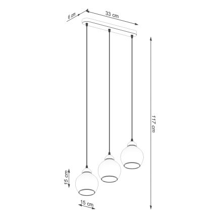 Suspension filaire ALINO 3xE27/60W/230V noir