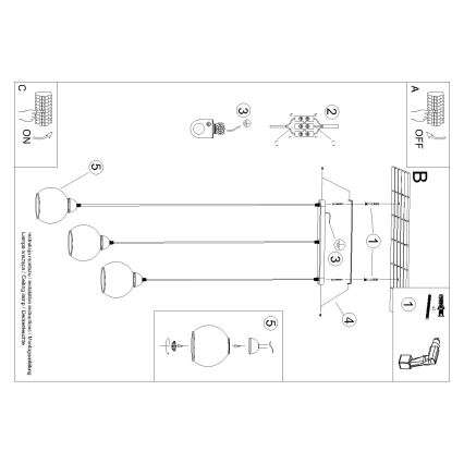 Suspension filaire ALINO 3xE27/60W/230V noir