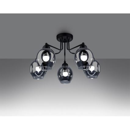 Lustre sur barre FILLAN 5xE27/60W/230V noir