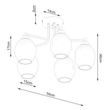 Lustre sur barre FILLAN 5xE27/60W/230V noir