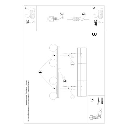 Plafonnier YOLI 4xG9/12W/230V blanc