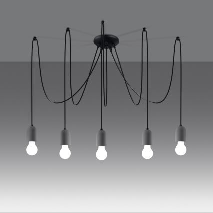 Hanglamp aan een koord NESO 5xE27/15W/230V spin beton