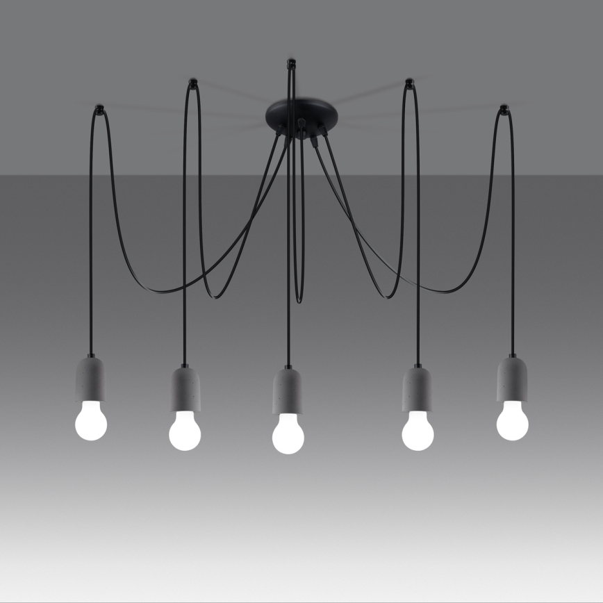 Hanglamp aan een koord NESO 5xE27/15W/230V spin beton