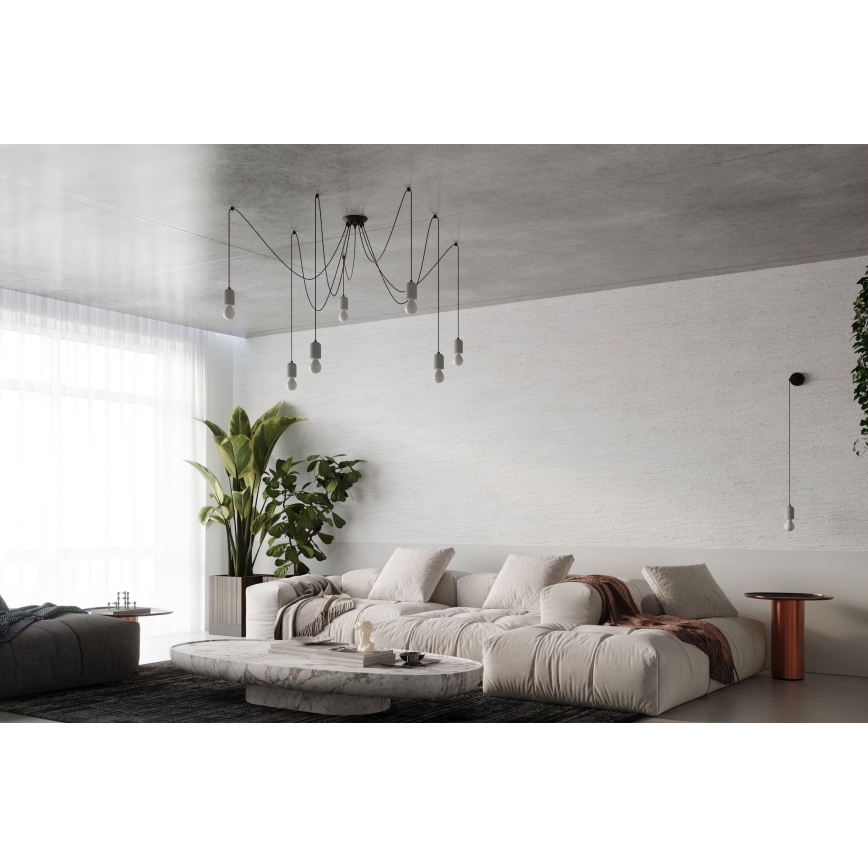 Hanglamp aan een koord NESO 5xE27/15W/230V spin beton