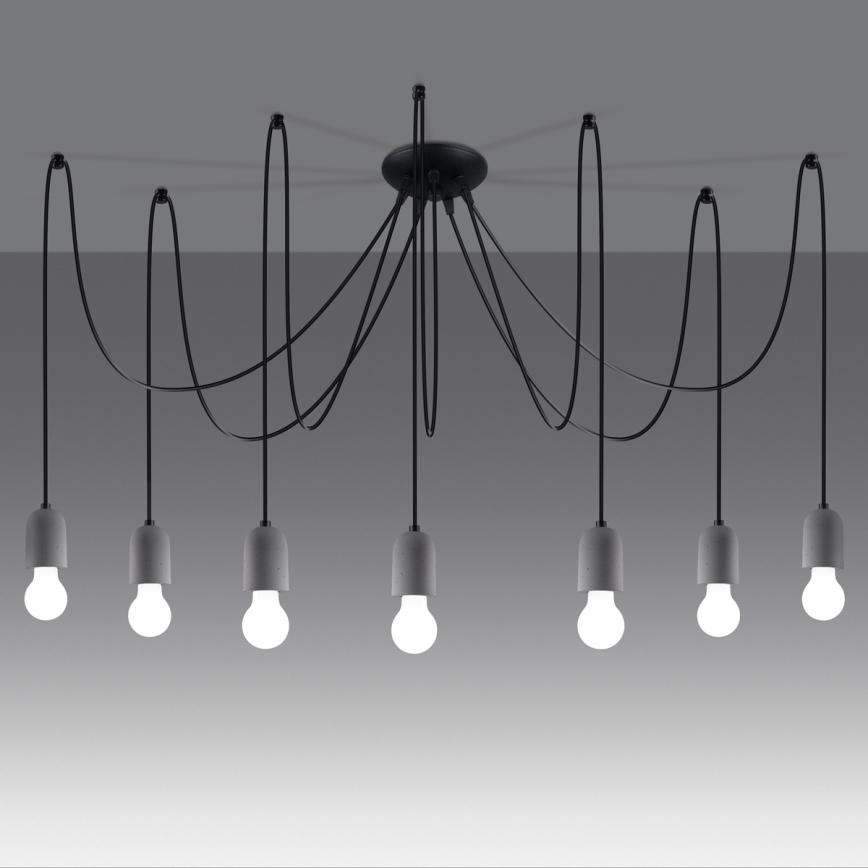 Suspension filaire NESO 7xE27/15W/230V araignée béton