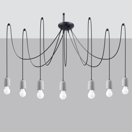 Suspension filaire NESO 7xE27/15W/230V araignée béton