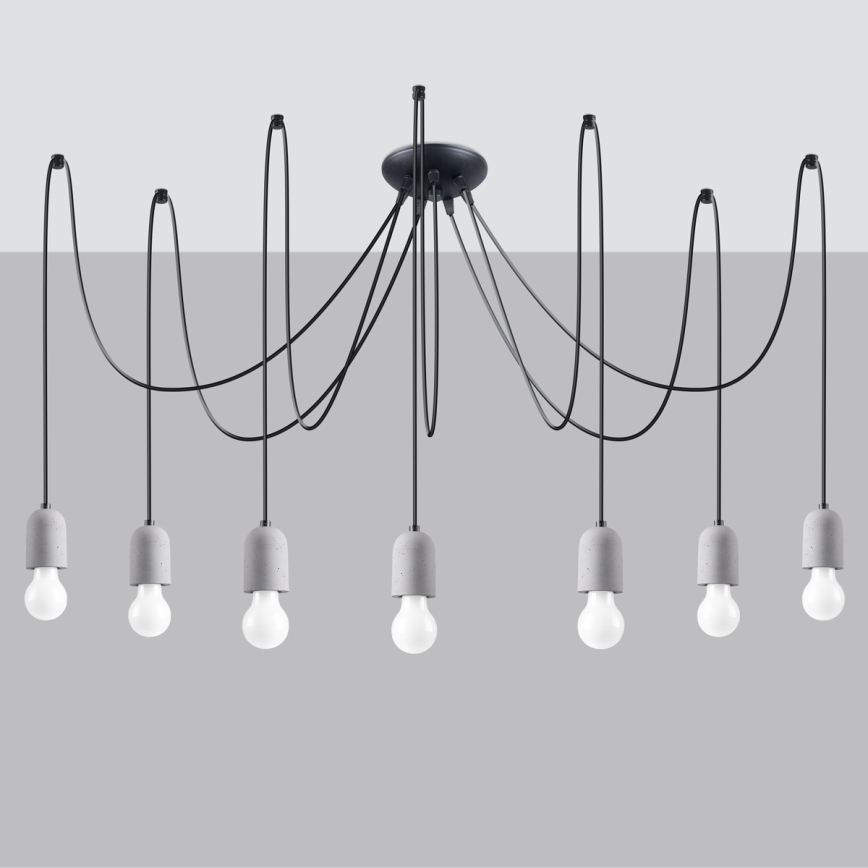 Suspension filaire NESO 7xE27/15W/230V araignée béton