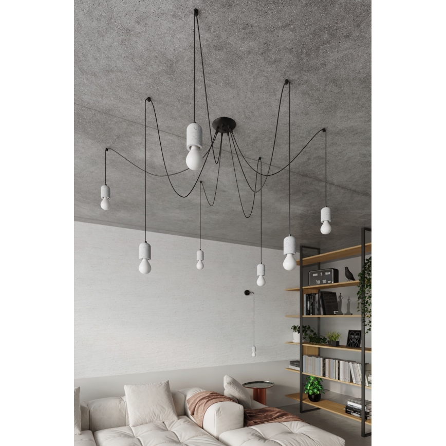 Suspension filaire NESO 7xE27/15W/230V araignée béton
