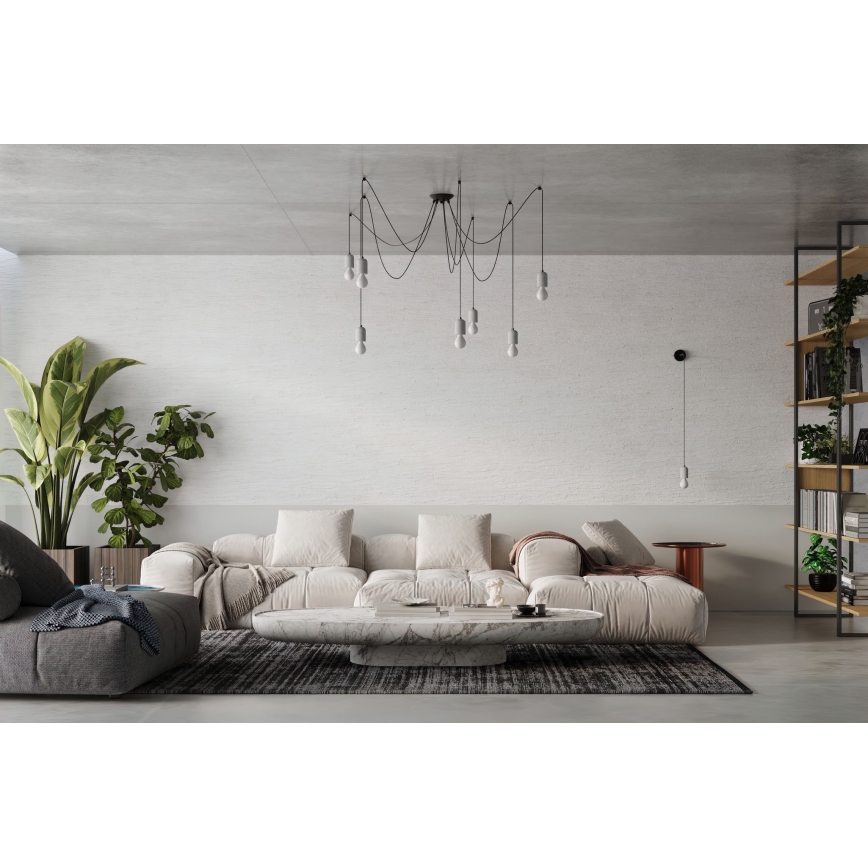 Suspension filaire NESO 7xE27/15W/230V araignée béton