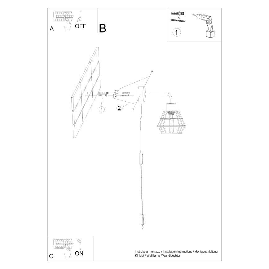 Wandlamp SUBA 1xE27/15W/230V zwart