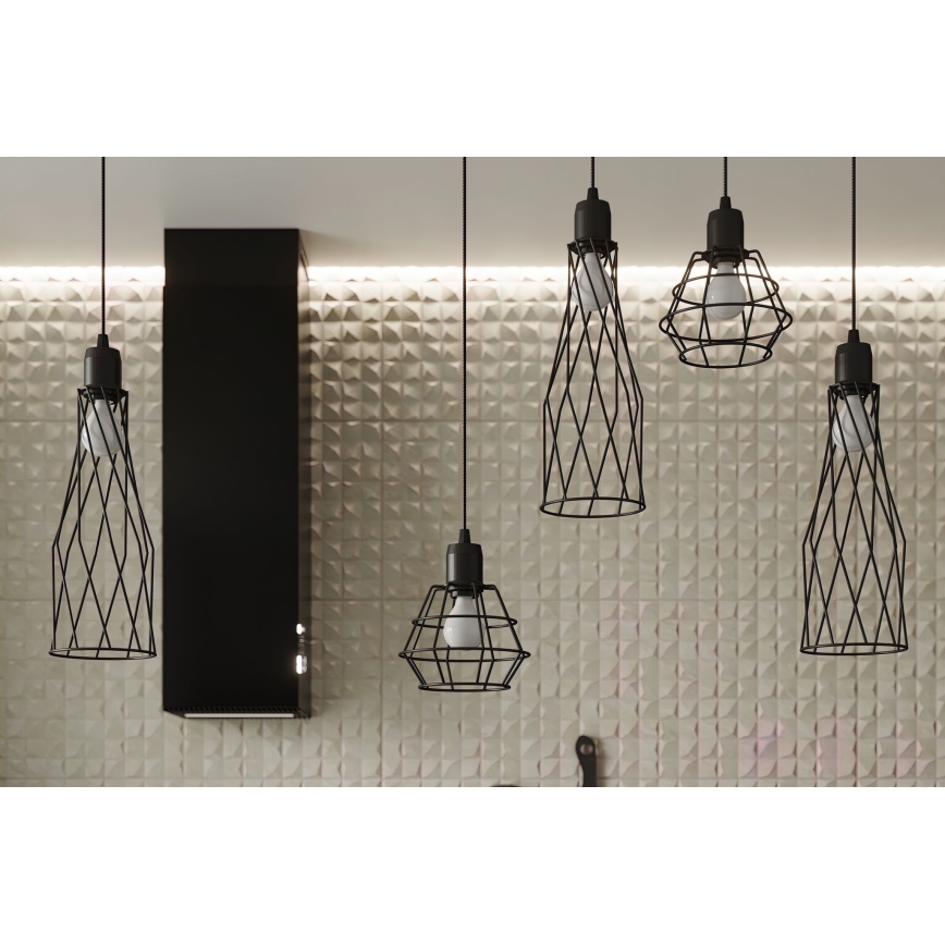 Hanglamp aan een koord SUBA 4xE27/15W/230V zwart