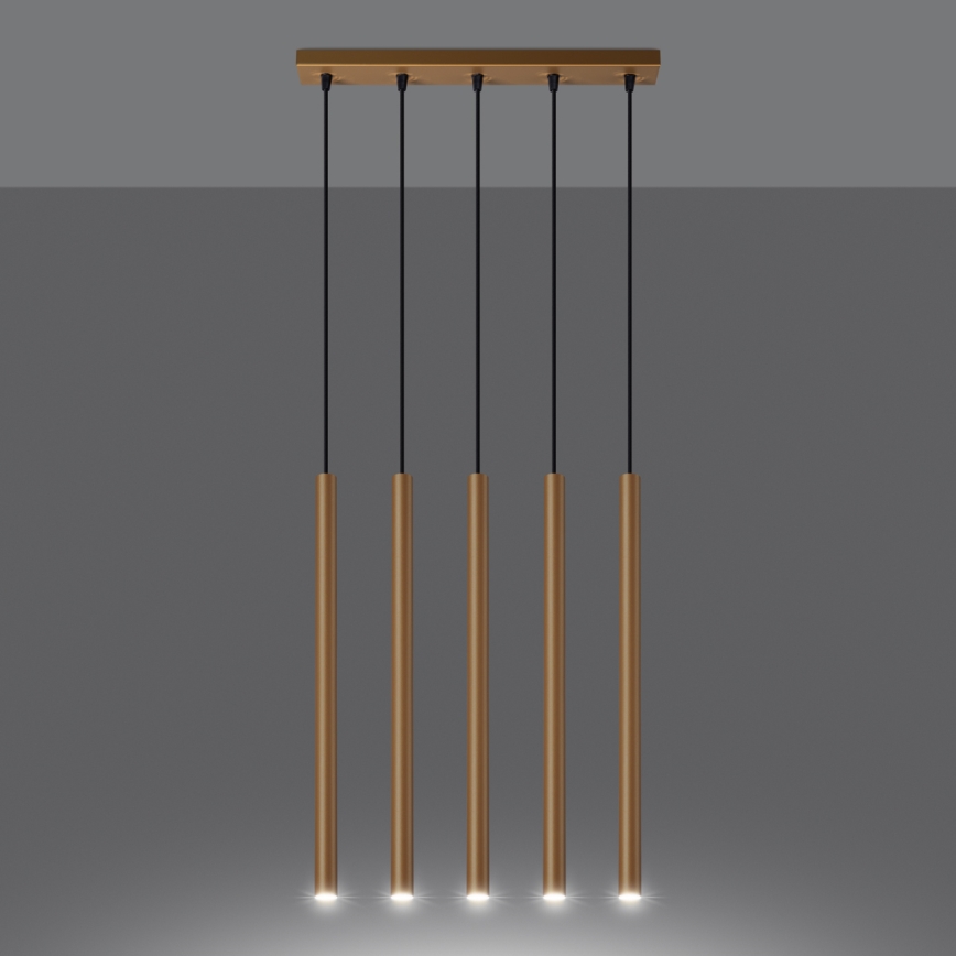 Hanglamp aan een koord PASTELO 5xG9/8W/230V goud