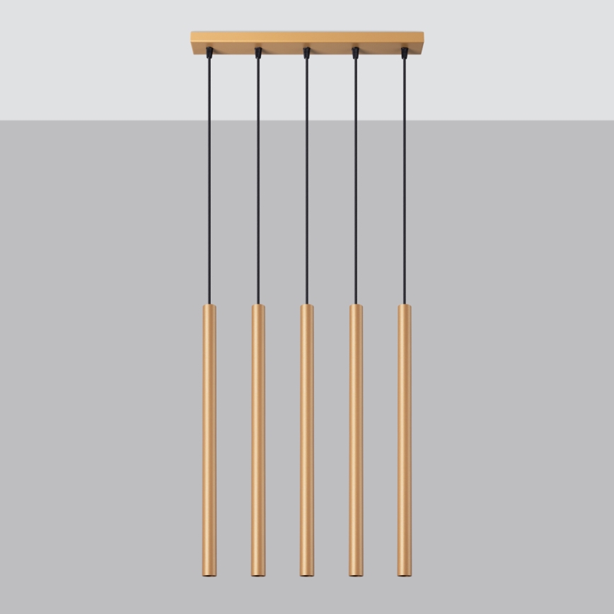 Hanglamp aan een koord PASTELO 5xG9/8W/230V goud