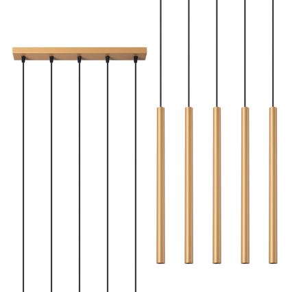 Hanglamp aan een koord PASTELO 5xG9/8W/230V goud