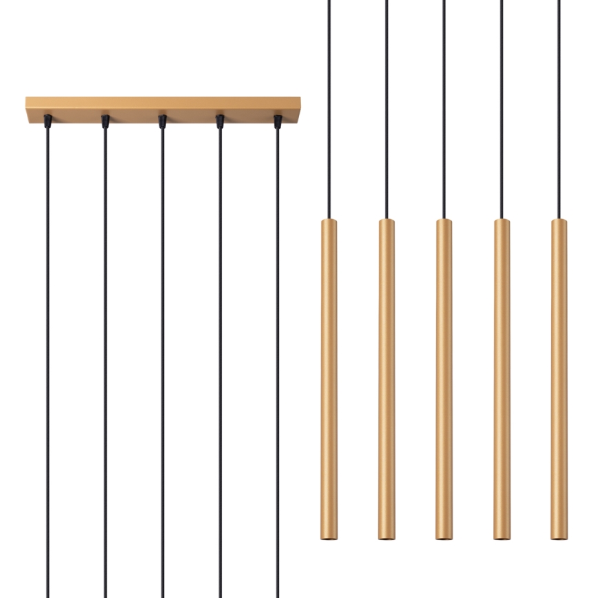 Hanglamp aan een koord PASTELO 5xG9/8W/230V goud