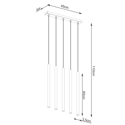 Hanglamp aan een koord PASTELO 5xG9/8W/230V goud