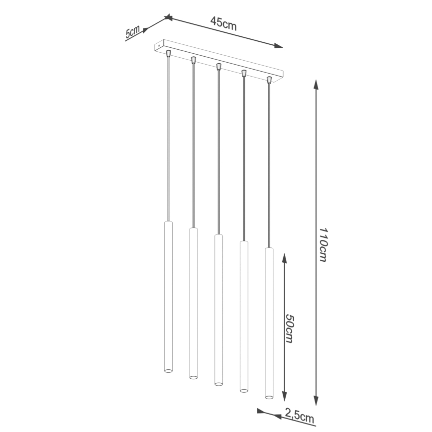 Hanglamp aan een koord PASTELO 5xG9/8W/230V goud