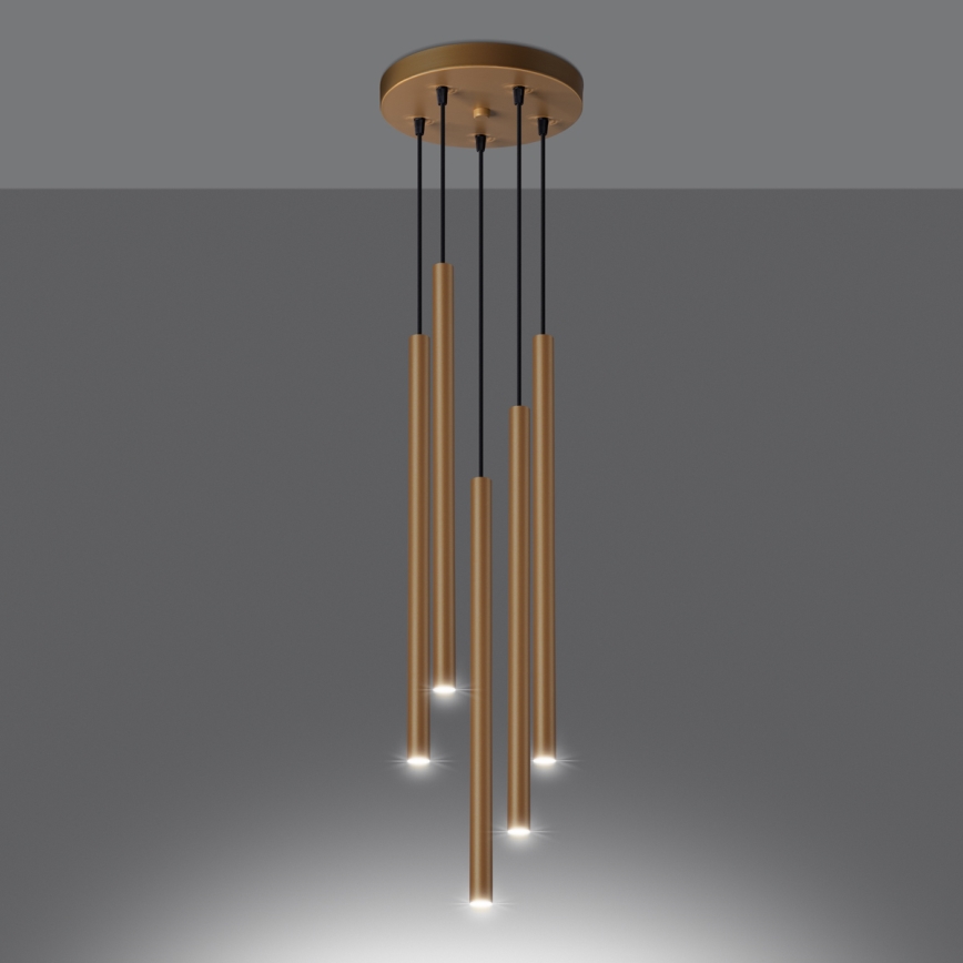 Hanglamp aan een koord PASTELO 5xG9/8W/230V goud
