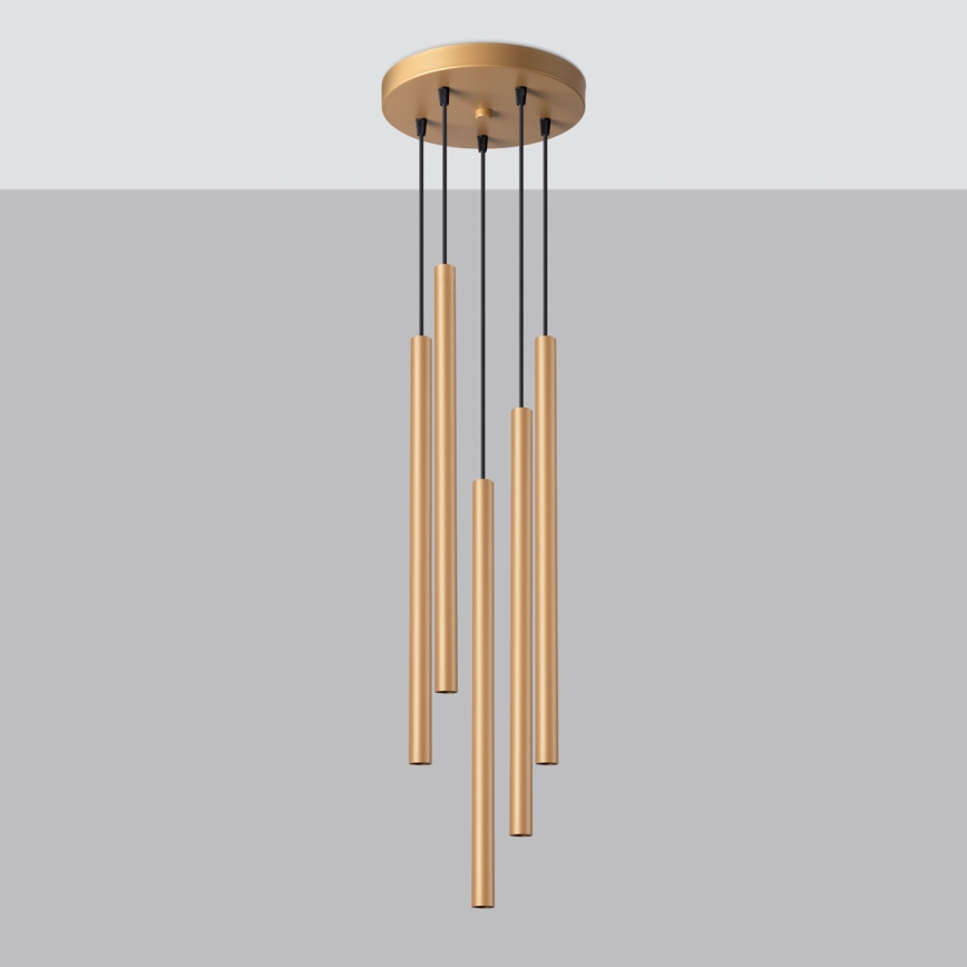 Hanglamp aan een koord PASTELO 5xG9/8W/230V goud