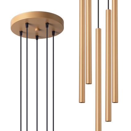 Hanglamp aan een koord PASTELO 5xG9/8W/230V goud