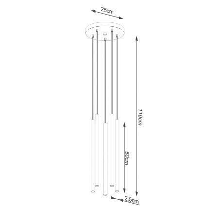 Hanglamp aan een koord PASTELO 5xG9/8W/230V wit