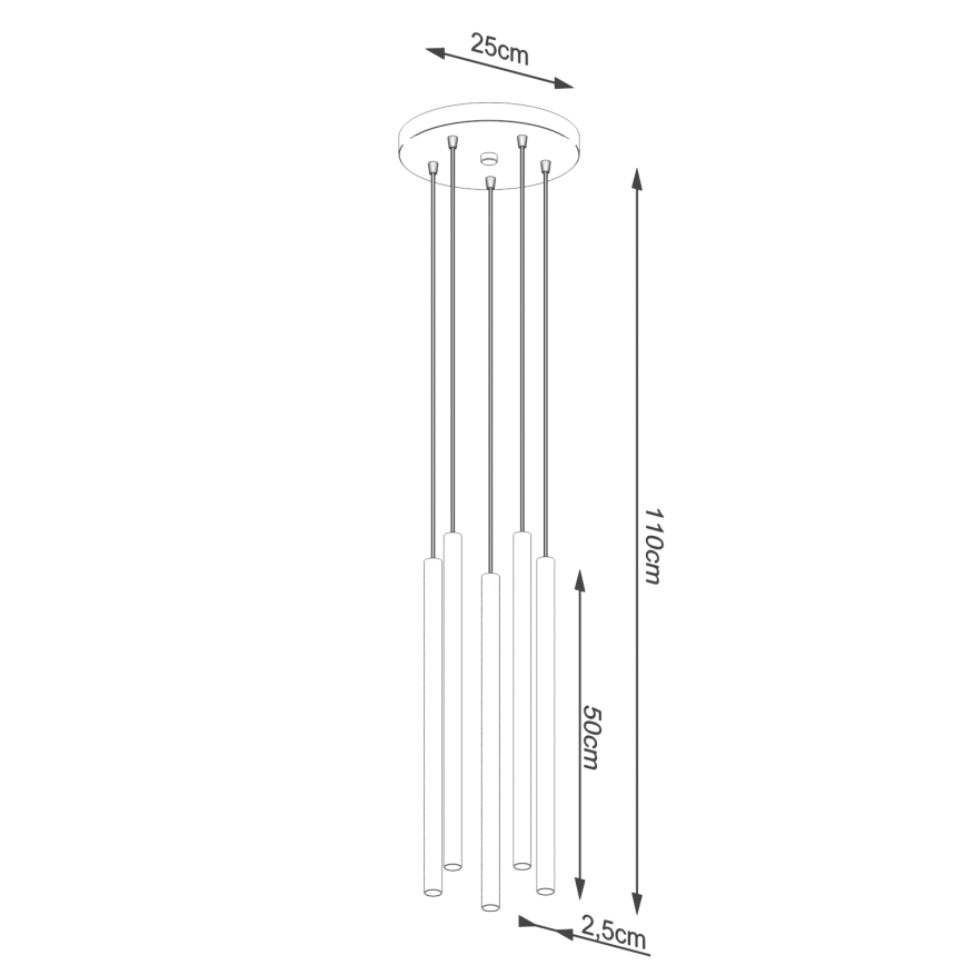 Hanglamp aan een koord PASTELO 5xG9/8W/230V zwart
